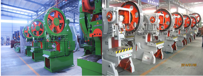 山東沖床廠(chǎng)沖壓機(jī)床按噸位分為：10噸，16噸，25噸，40噸，63噸，80噸，100噸，125噸，160噸，200噸，250噸，315噸等（可根據(jù)客戶(hù)要求定做生產(chǎn)）。